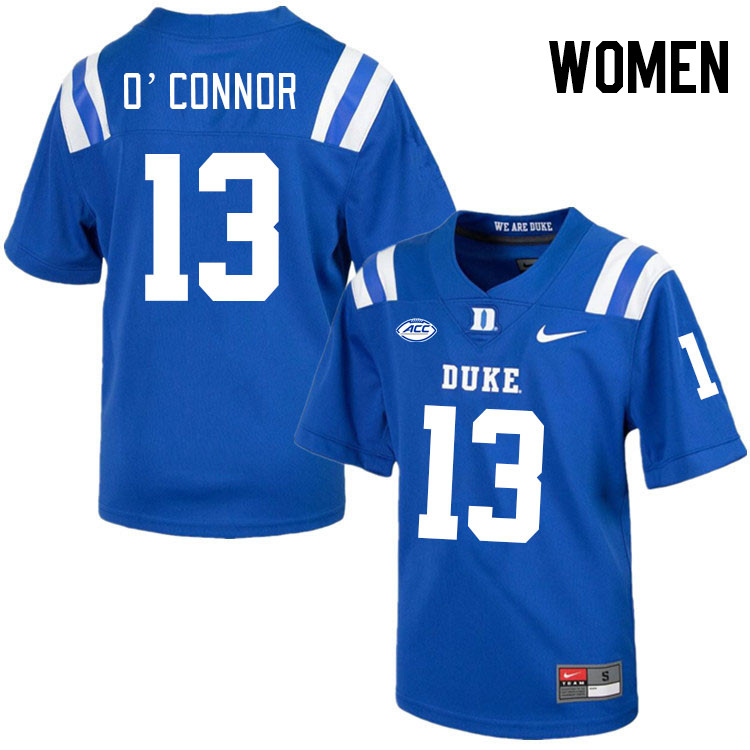 Women #13 Kevin O'Connor Duke Blue Devils College Football Jerseys Stitched-Royal